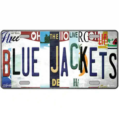 Blue Jackets Strip Art Novelty Metal License Plate Tag 24" x 12" (LLP)