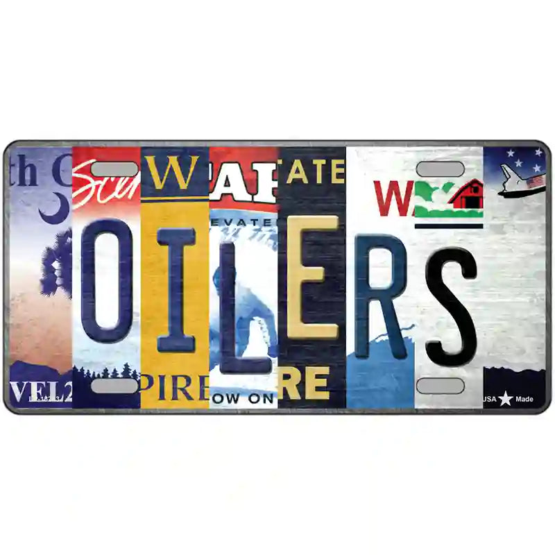 Oilers Strip Art Novelty Metal License Plate Tag 24" x 12" (LLP)