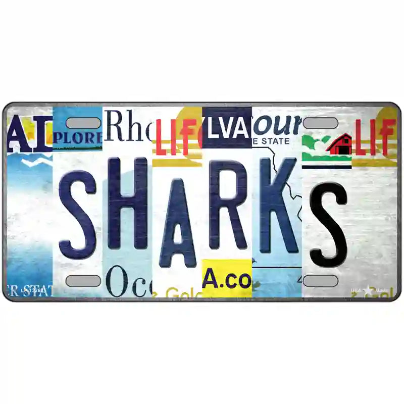 Sharks Strip Art Novelty Metal License Plate Tag 24" x 12" (LLP)