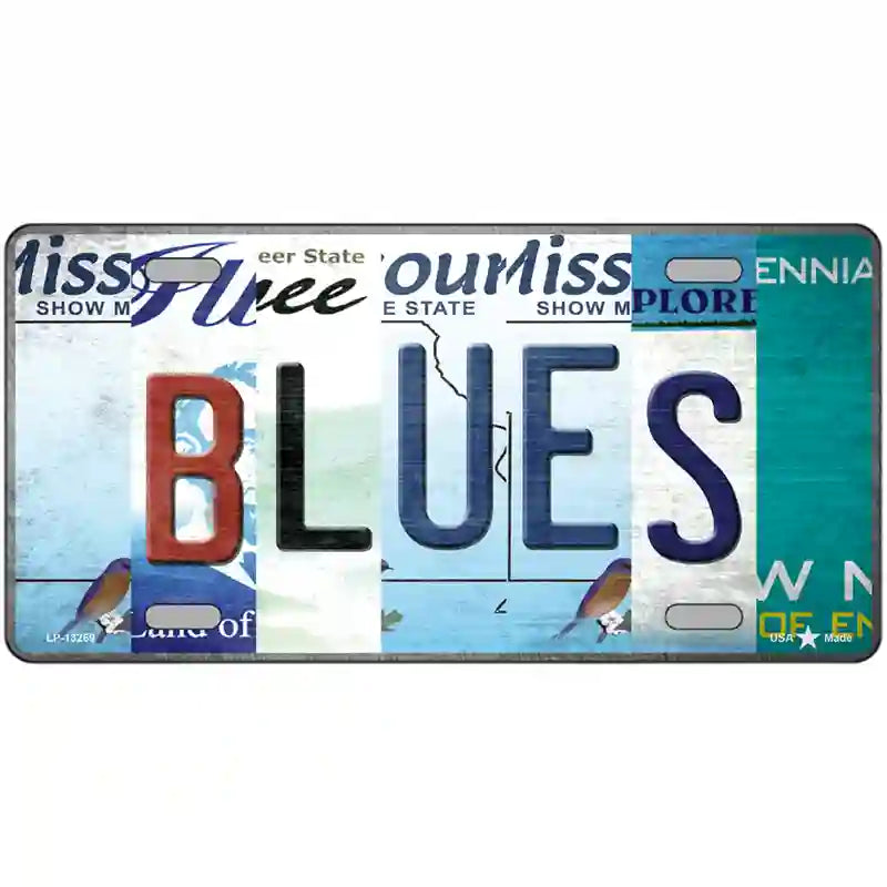 Blues Strip Art Novelty Metal License Plate Tag 24" x 12" (LLP)