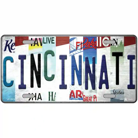 Cincinnati Strip Art Novelty Metal License Plate Tag 24" x 12" (LLP)