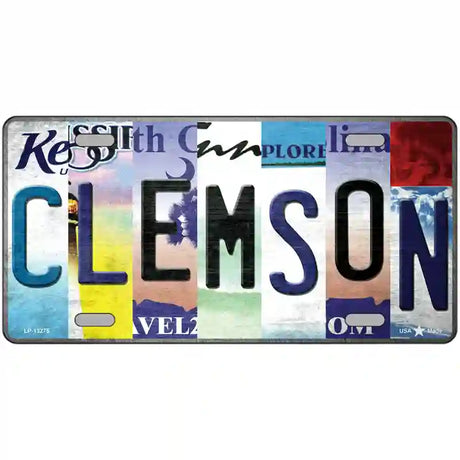 Clemson Strip Art Novelty Metal License Plate Tag 24" x 12" (LLP)