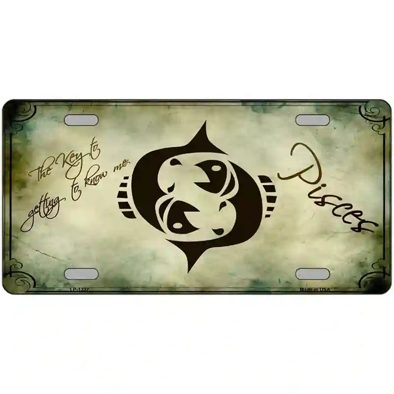 Pisces Zodiac Novelty Metal License Plate 24" x 12" (LLP)