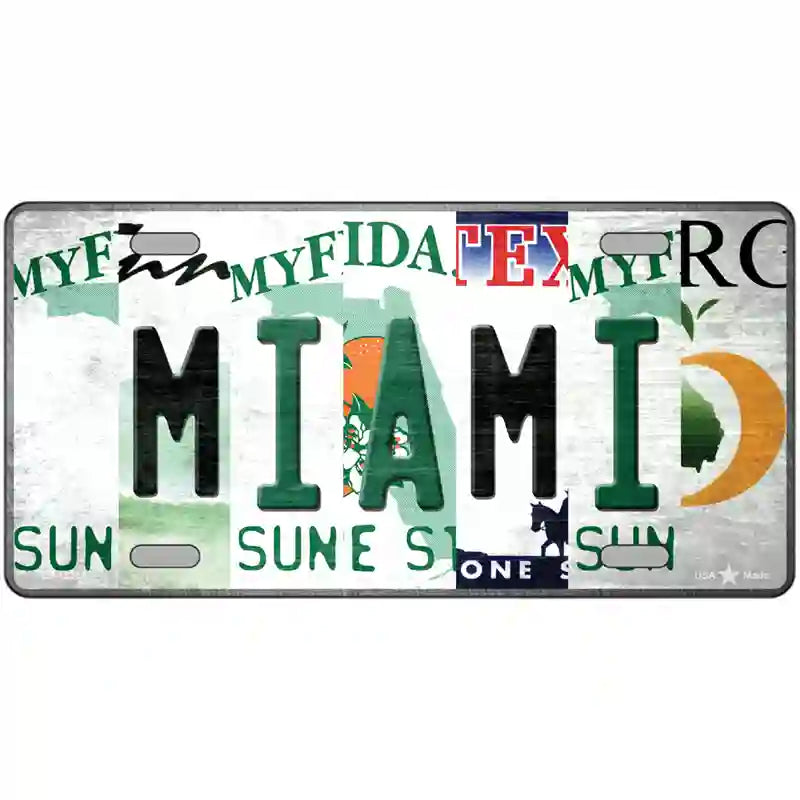 Miami Strip Art Novelty Metal License Plate Tag 24" x 12" (LLP)