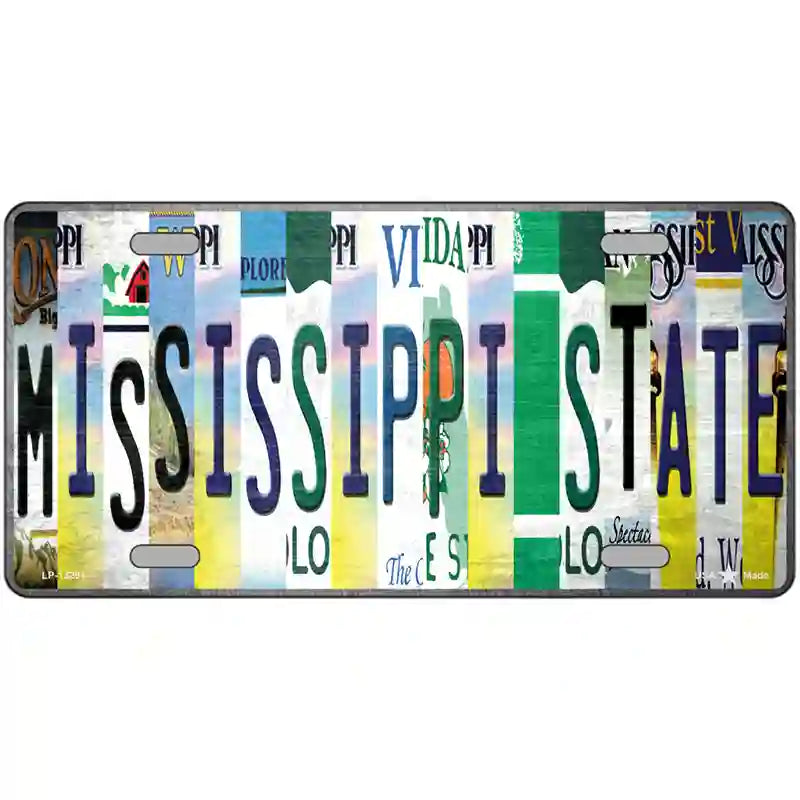 Mississippi State Strip Art Novelty Metal License Plate Tag 24" x 12" (LLP)