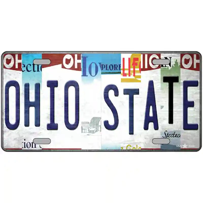 Ohio State Strip Art Novelty Metal License Plate Tag 24" x 12" (LLP)