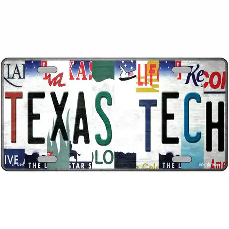 Texas Tech Strip Art Novelty Metal License Plate Tag 24" x 12" (LLP)