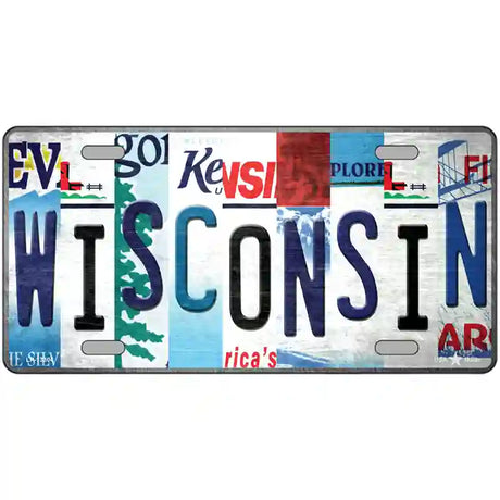 Wisconsin Strip Art Novelty Metal License Plate Tag 24" x 12" (LLP)