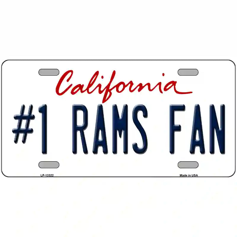 Number 1 Rams Fan Novelty Metal License Plate Tag 24" x 12" (LLP)