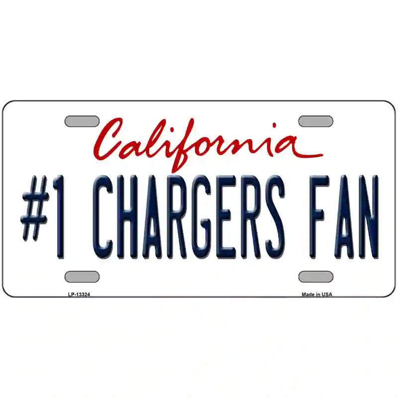 Number 1 Chargers Fan Novelty Metal License Plate Tag 24" x 12" (LLP)