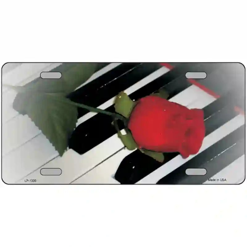 Piano Key Red Rose Novelty Metal License Plate 24" x 12" (LLP)