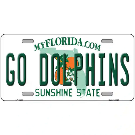 Go Dolphins Novelty Metal License Plate Tag 24" x 12" (LLP)