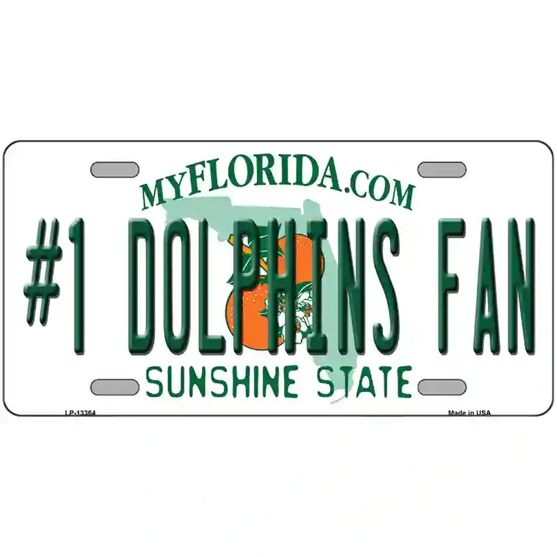 Number 1 Dolphins Fan Novelty Metal License Plate Tag 24" x 12" (LLP)