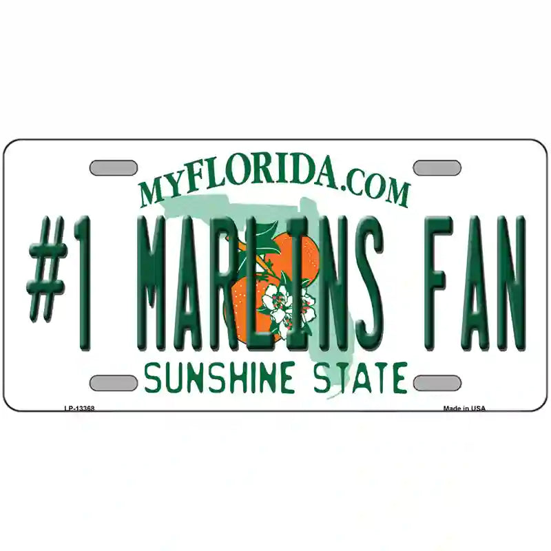 Number 1 Marlins Fan Novelty Metal License Plate Tag 24" x 12" (LLP)