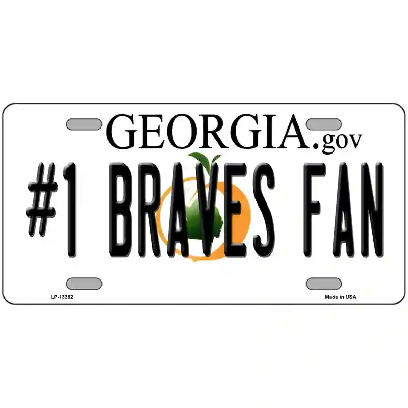 Number 1 Braves Fan Novelty Metal License Plate Tag 24" x 12" (LLP)