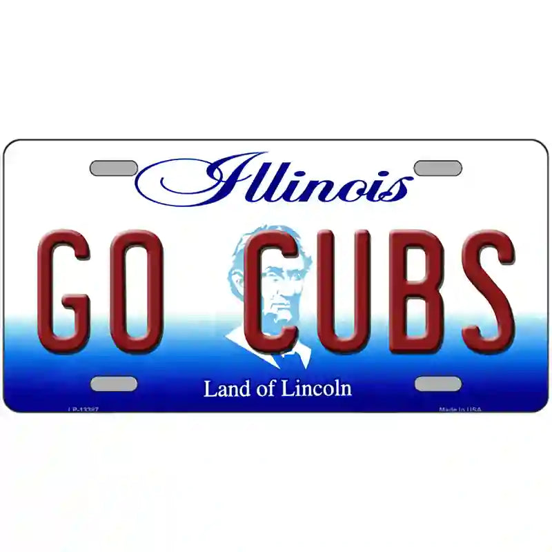 Go Cubs Novelty Metal License Plate Tag 24" x 12" (LLP)