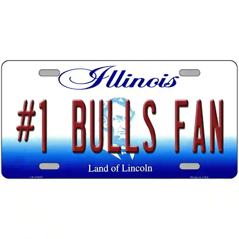 Number 1 Bulls Fan Novelty Metal License Plate Tag 24" x 12" (LLP)