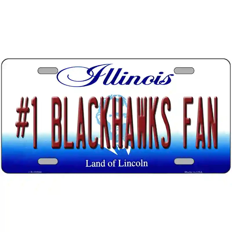 Number 1 Blackhawks Fan Novelty Metal License Plate Tag 24" x 12" (LLP)