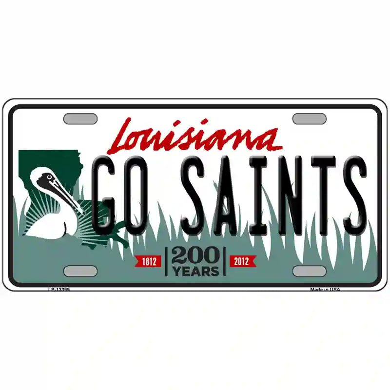 Go Saints Novelty Metal License Plate Tag 24" x 12" (LLP)