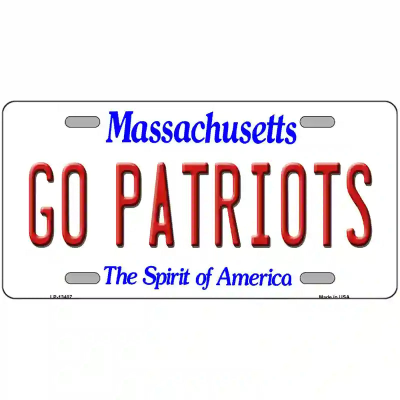 Go Patriots Novelty Metal License Plate Tag 24" x 12" (LLP)