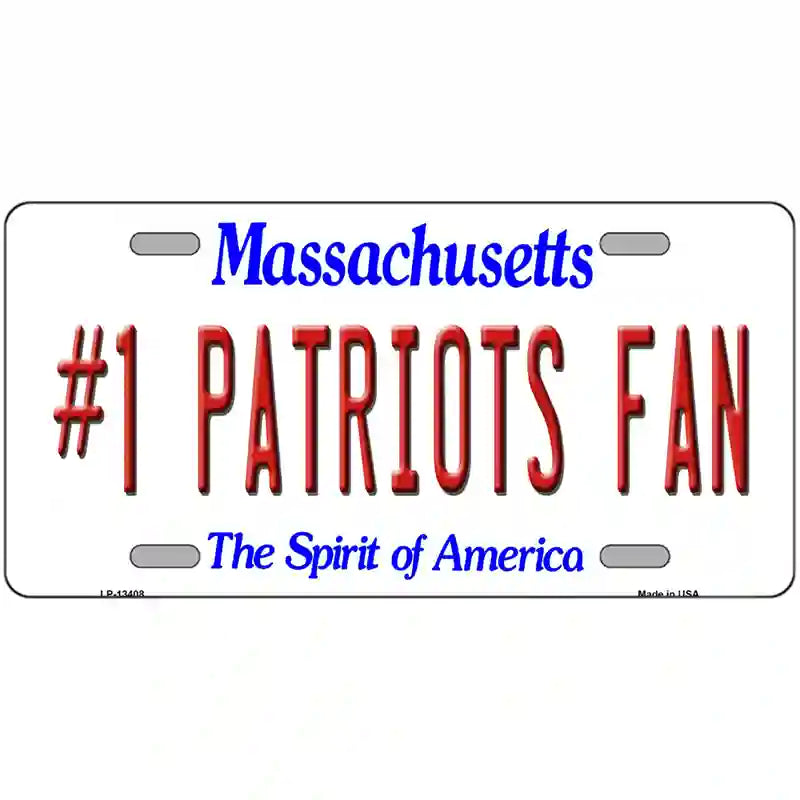 Number 1 Patriots Fan Novelty Metal License Plate Tag 24" x 12" (LLP)