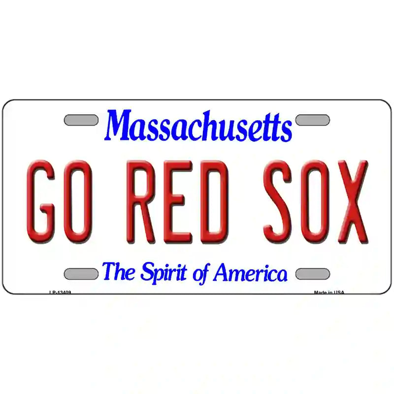 Go Red Sox Novelty Metal License Plate Tag 24" x 12" (LLP)