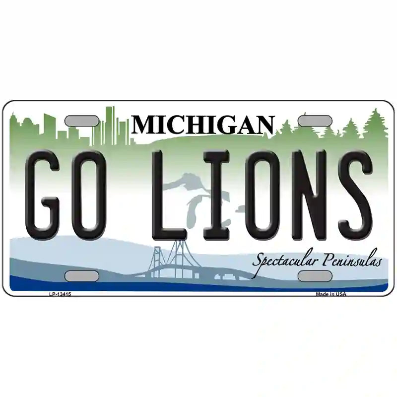 Go Lions Novelty Metal License Plate Tag 24" x 12" (LLP)