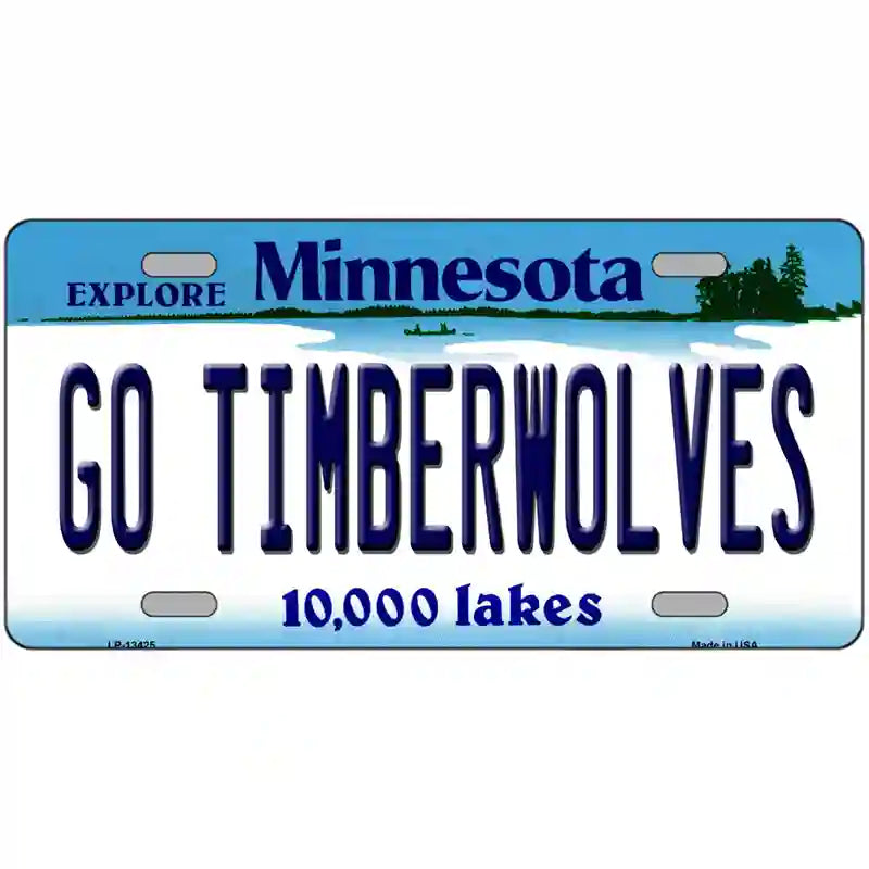 Go Timberwolves Novelty Metal License Plate Tag 24" x 12" (LLP)