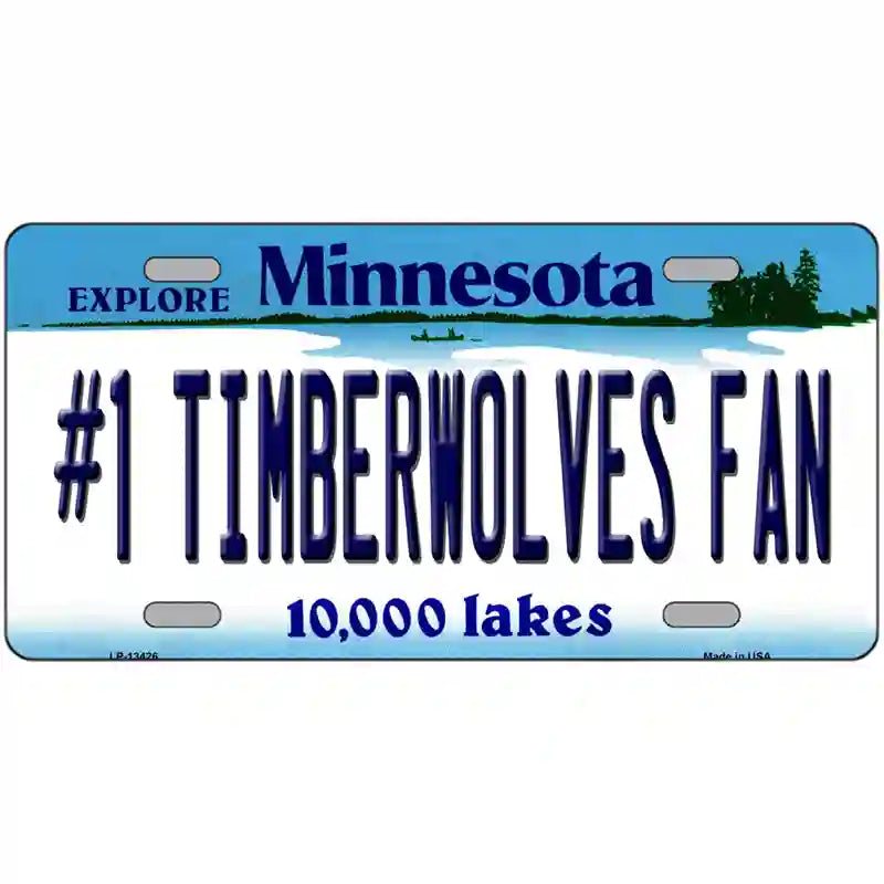 Number 1 Timberwolves Fan Novelty Metal License Plate Tag 24" x 12" (LLP)