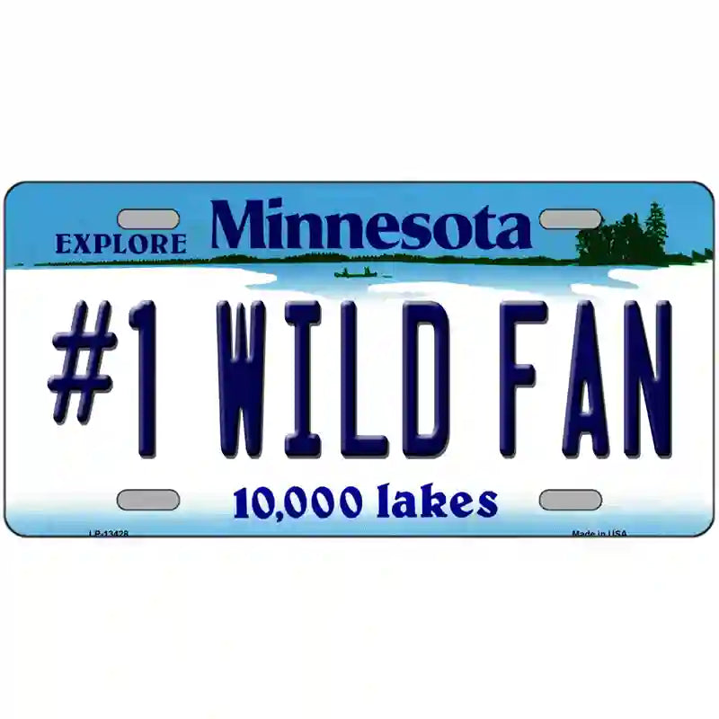 Number 1 Wild Fan Novelty Metal License Plate Tag 24" x 12" (LLP)