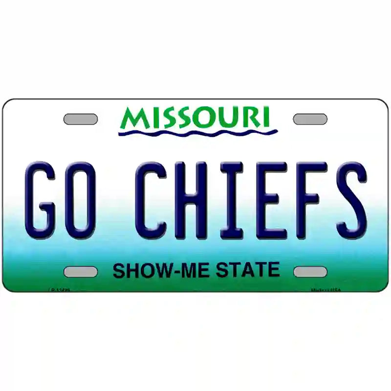 Go Chiefs Novelty Metal License Plate Tag 24" x 12" (LLP)