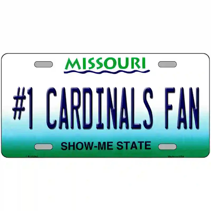 Number 1 Cardinals Fan Baseball Novelty Metal License Plate Tag 24" x 12" (LLP)