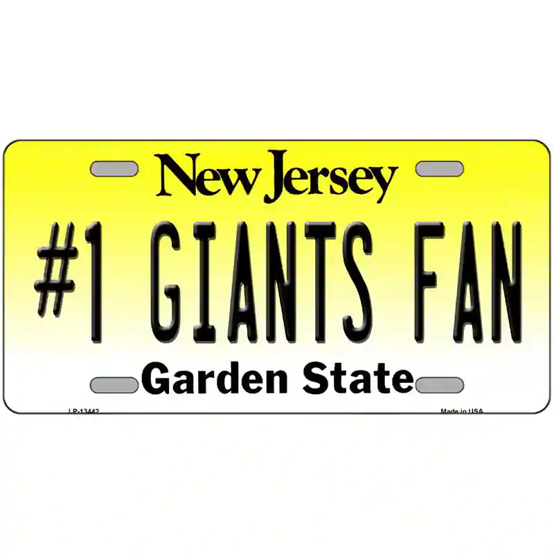 New Jersey Number 1 Giants Fan Novelty Metal License Plate Tag 24" x 12" (LLP)