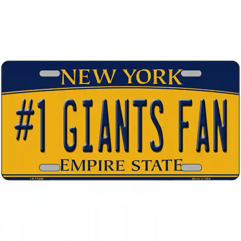 Number 1 Giants Fan Football Novelty Metal License Plate Tag 24" x 12" (LLP)