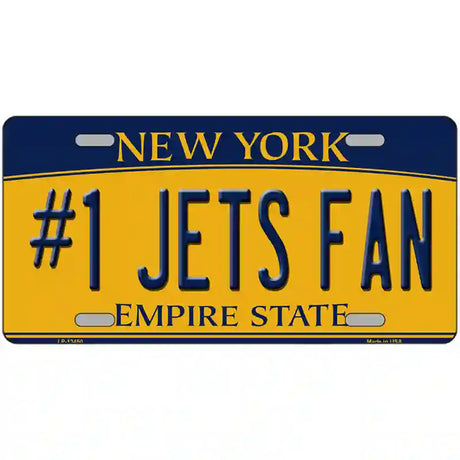 Numbers 1 Jets Fan Novelty Metal License Plate Tag 24" x 12" (LLP)