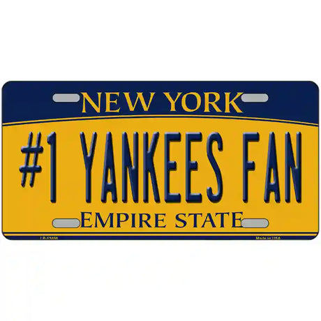 Number 1 Yankees Fan Novelty Metal License Plate Tag 24" x 12" (LLP)