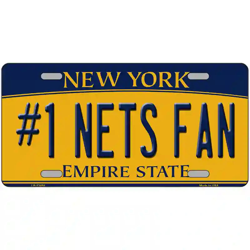 Number 1 Nets Fan Novelty Metal License Plate Tag 24" x 12" (LLP)