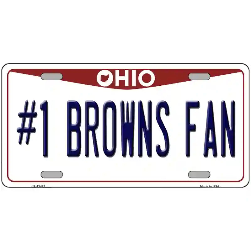 Number 1 Browns Fan Novelty Metal License Plate Tag 24" x 12" (LLP)