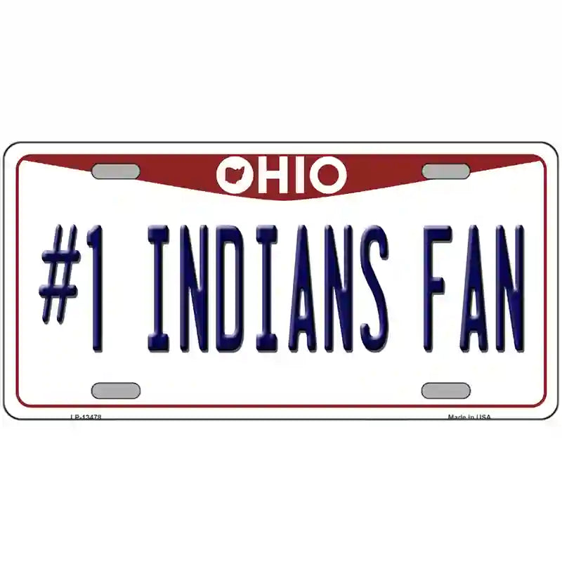 Number 1 Indians Fan Novelty Metal License Plate Tag 24" x 12" (LLP)