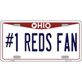 Number 1 Reds Fan Novelty Metal License Plate Tag 24" x 12" (LLP)