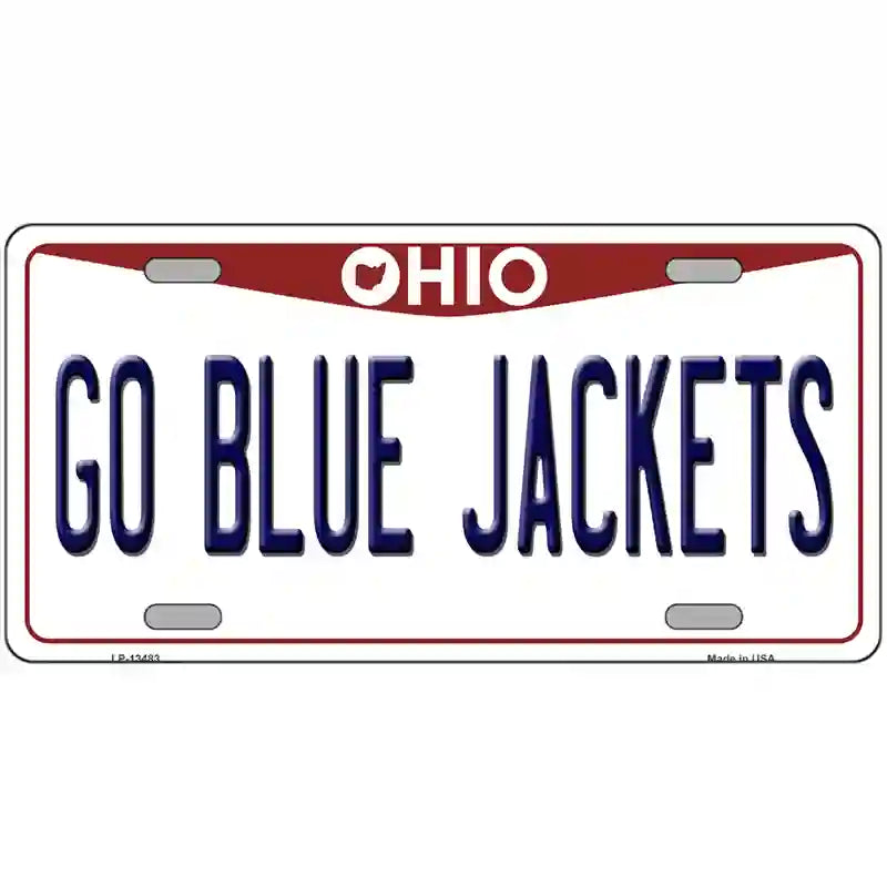 Go Blue Jackets Novelty Metal License Plate Tag 24" x 12" (LLP)