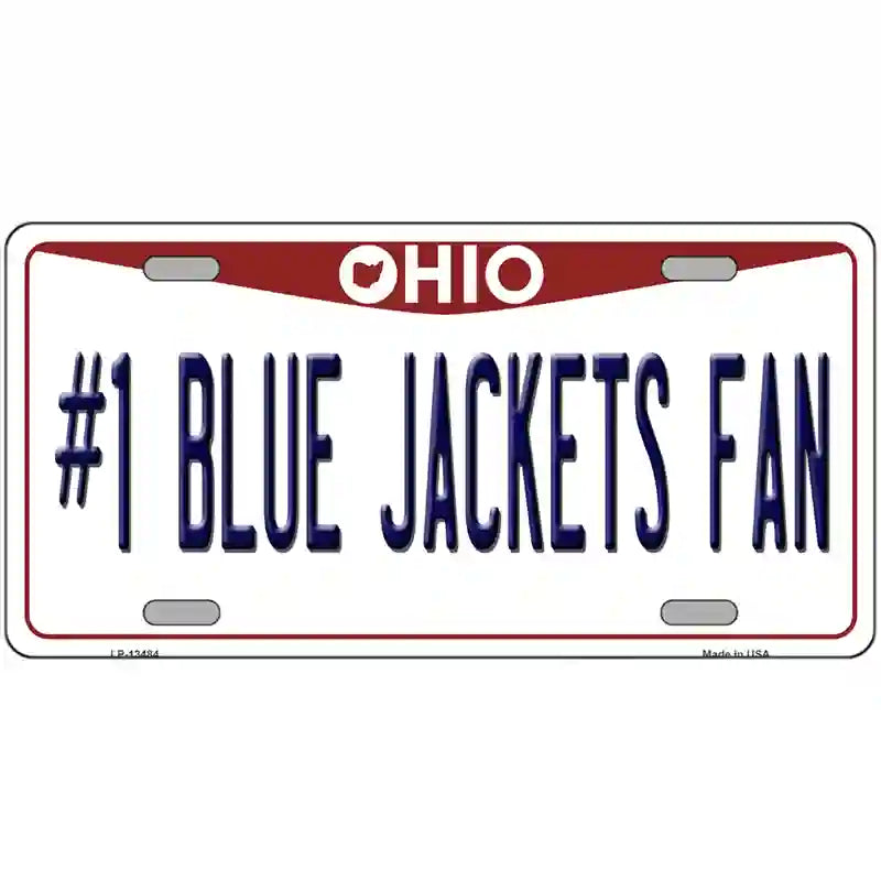 Number 1 Blue Jackets Fan Novelty Metal License Plate Tag 24" x 12" (LLP)