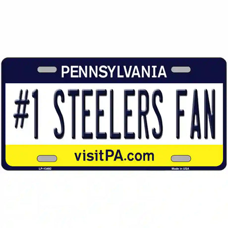 Number 1 Steelers Fan Novelty Metal License Plate Tag 24" x 12" (LLP)