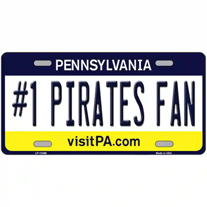 Number 1 Pirates Fan Novelty Metal License Plate Tag 24" x 12" (LLP)