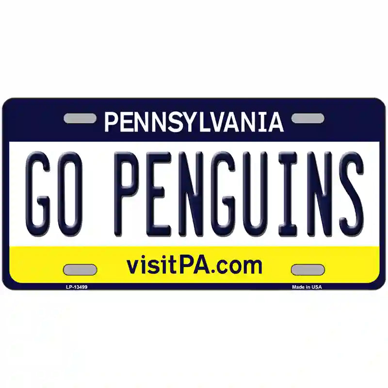 Go Penguins Novelty Metal License Plate Tag 24" x 12" (LLP)