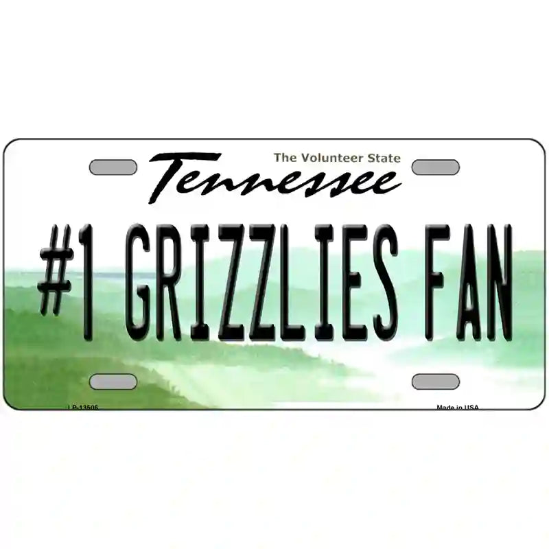 Number 1 Grizzlies Fan Novelty Metal License Plate Tag 24" x 12" (LLP)