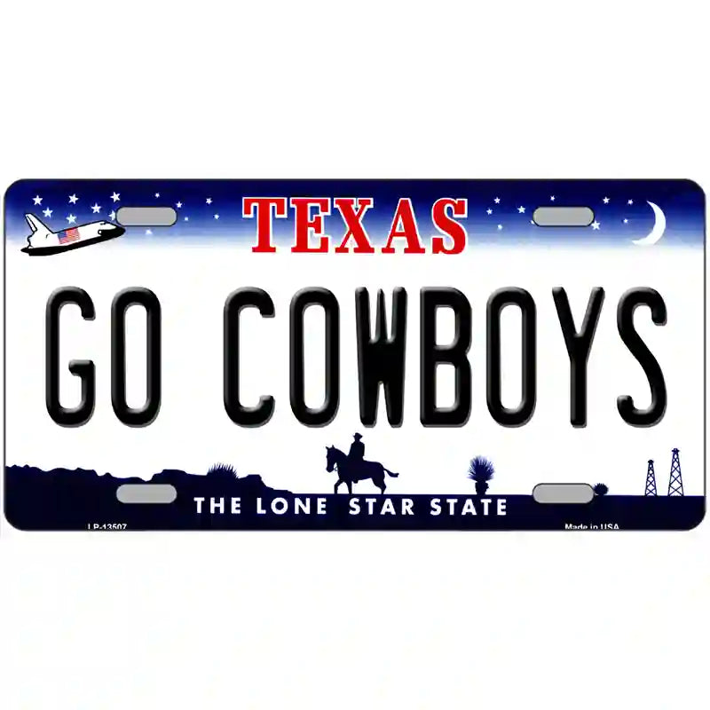 Go Cowboys Novelty Metal License Plate Tag 24" x 12" (LLP)