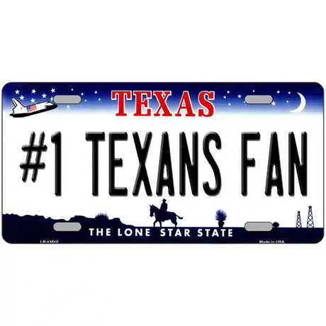 Number 1 Texans Fan Novelty Metal License Plate Tag 24" x 12" (LLP)