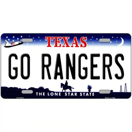 Go Rangers Texas Novelty Metal License Plate Tag 24" x 12" (LLP)