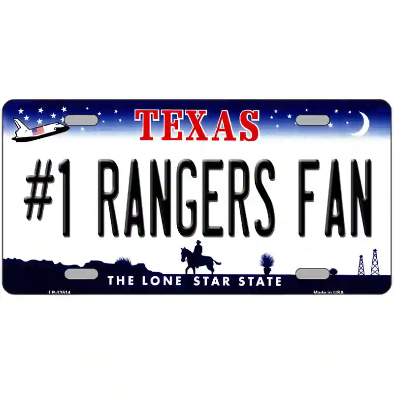 Number 1 Rangers Fan Baseball Novelty Metal License Plate Tag 24" x 12" (LLP)